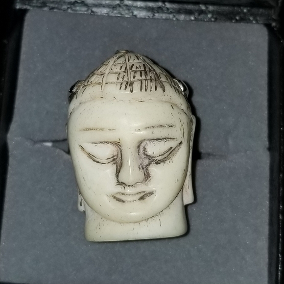Buddah Head Ivory Ring Ladies Sz. 8 - Picture 2 of 4